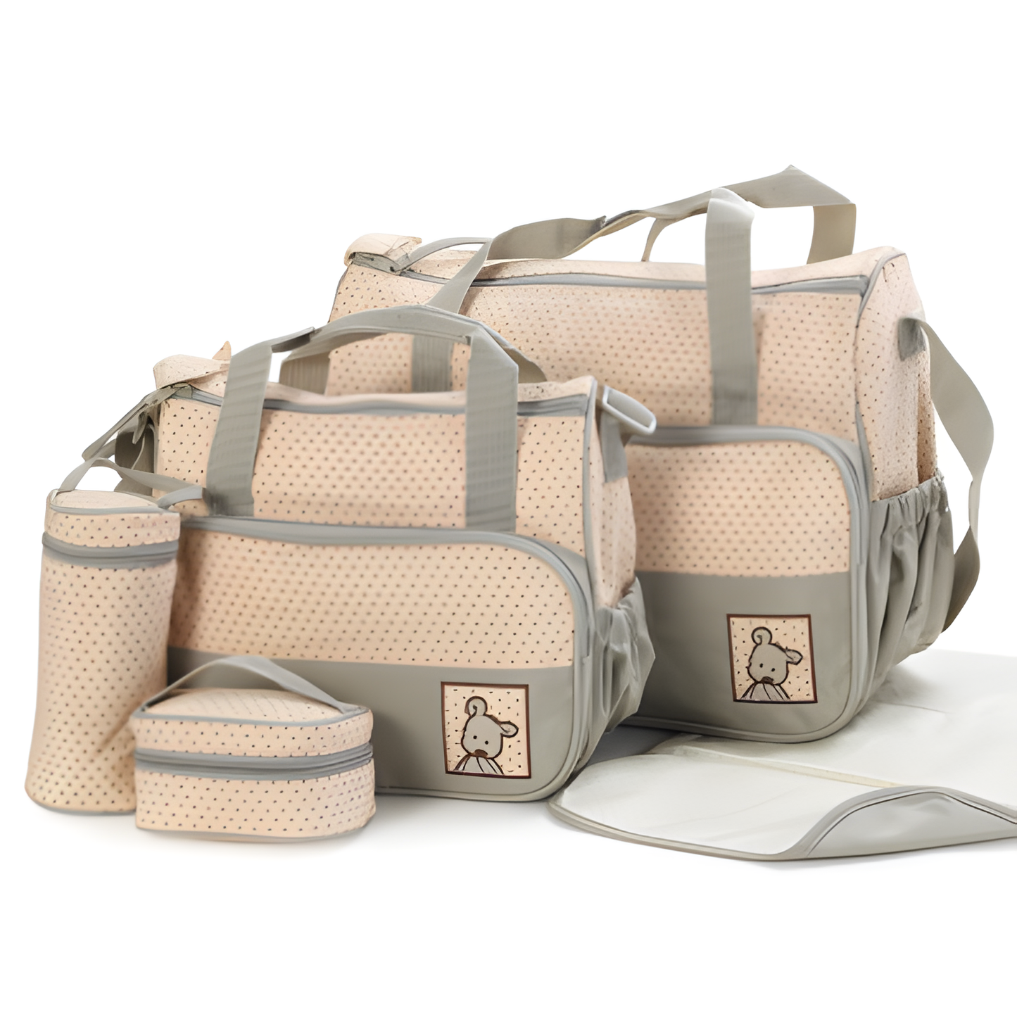Ensemble de sac à langer 5 pièces : sac à langer, porte-biberon et matelas à langer