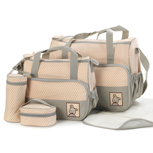 Ensemble de sac à langer 5 pièces : sac à langer, porte-biberon et matelas à langer