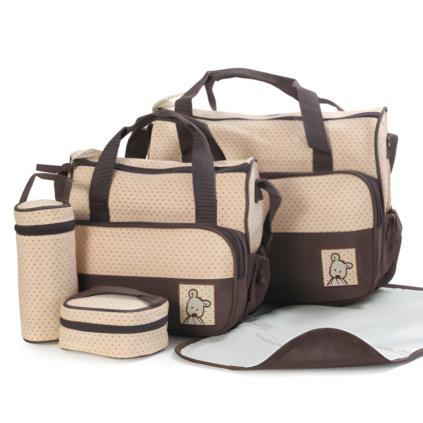 Ensemble de sac à langer 5 pièces : sac à langer, porte-biberon et matelas à langer