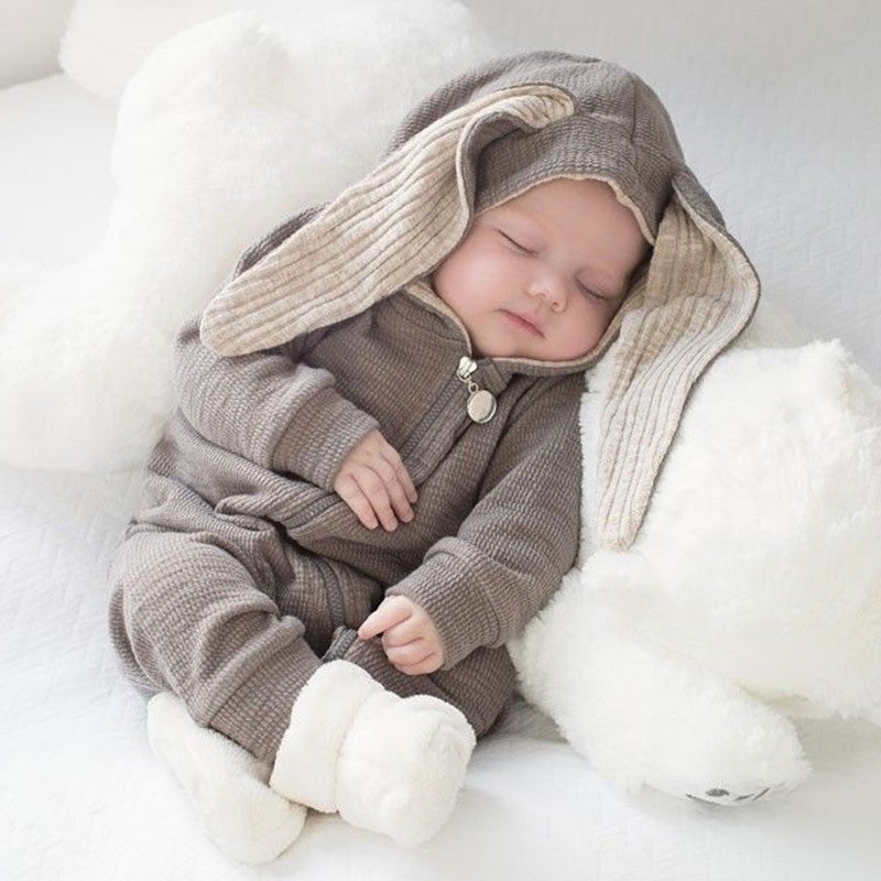 Grenouillère bébé à oreilles de lapin – Mélange de coton doux, pour nouveau-nés et tout-petits