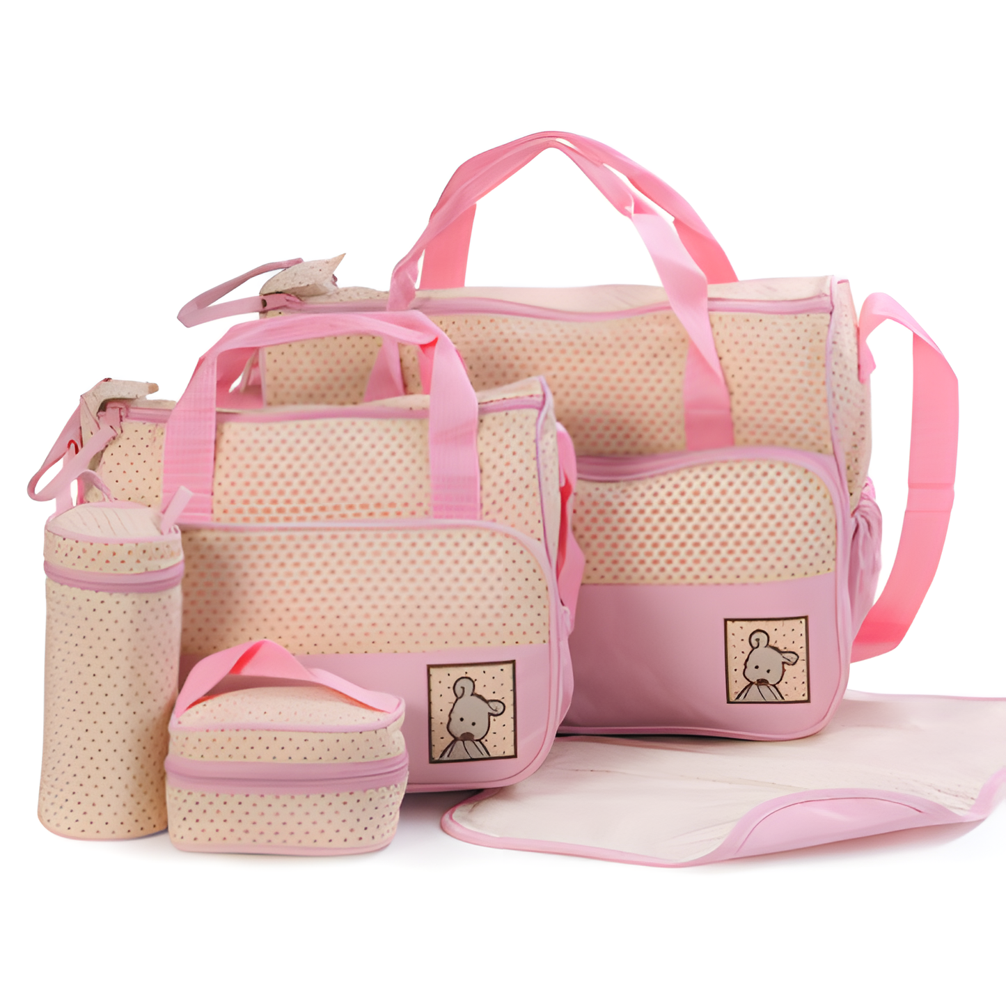Ensemble de sac à langer 5 pièces : sac à langer, porte-biberon et matelas à langer