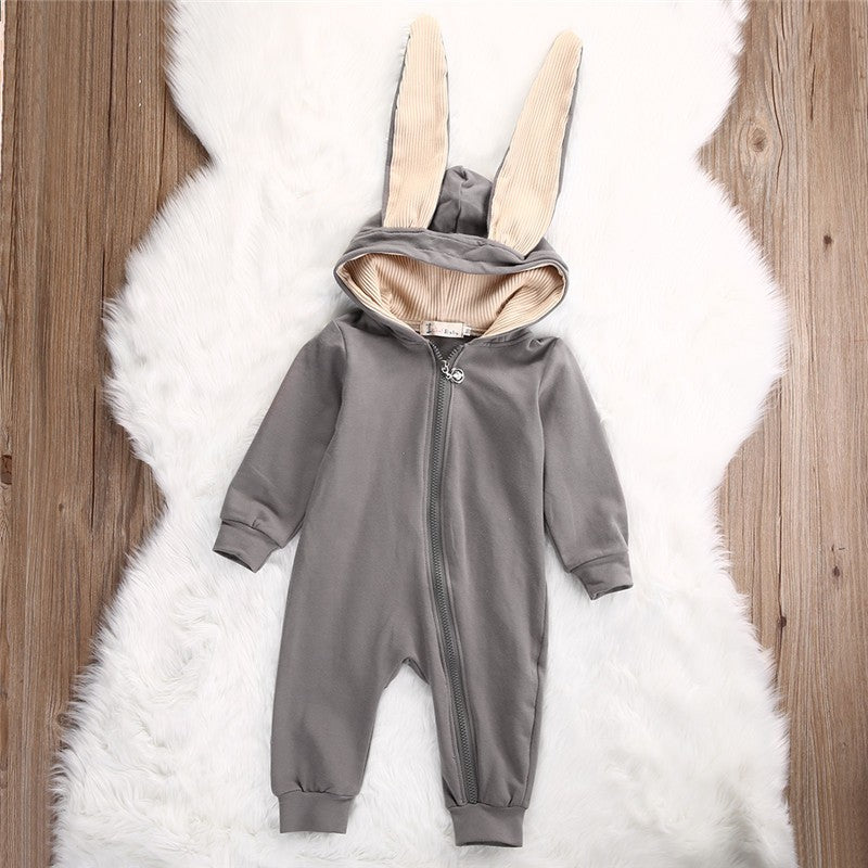 Grenouillère bébé à oreilles de lapin – Mélange de coton doux, pour nouveau-nés et tout-petits