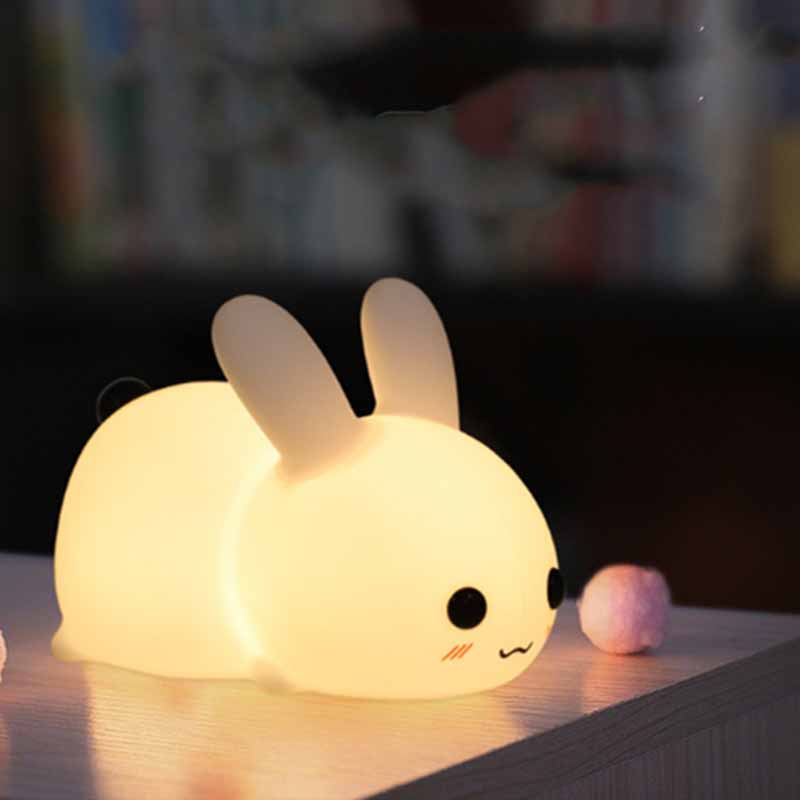 Hase LED Nachtlicht – Dimmbare Silikon-Tierlampe, USB-aufladbar | Kindergeschenk