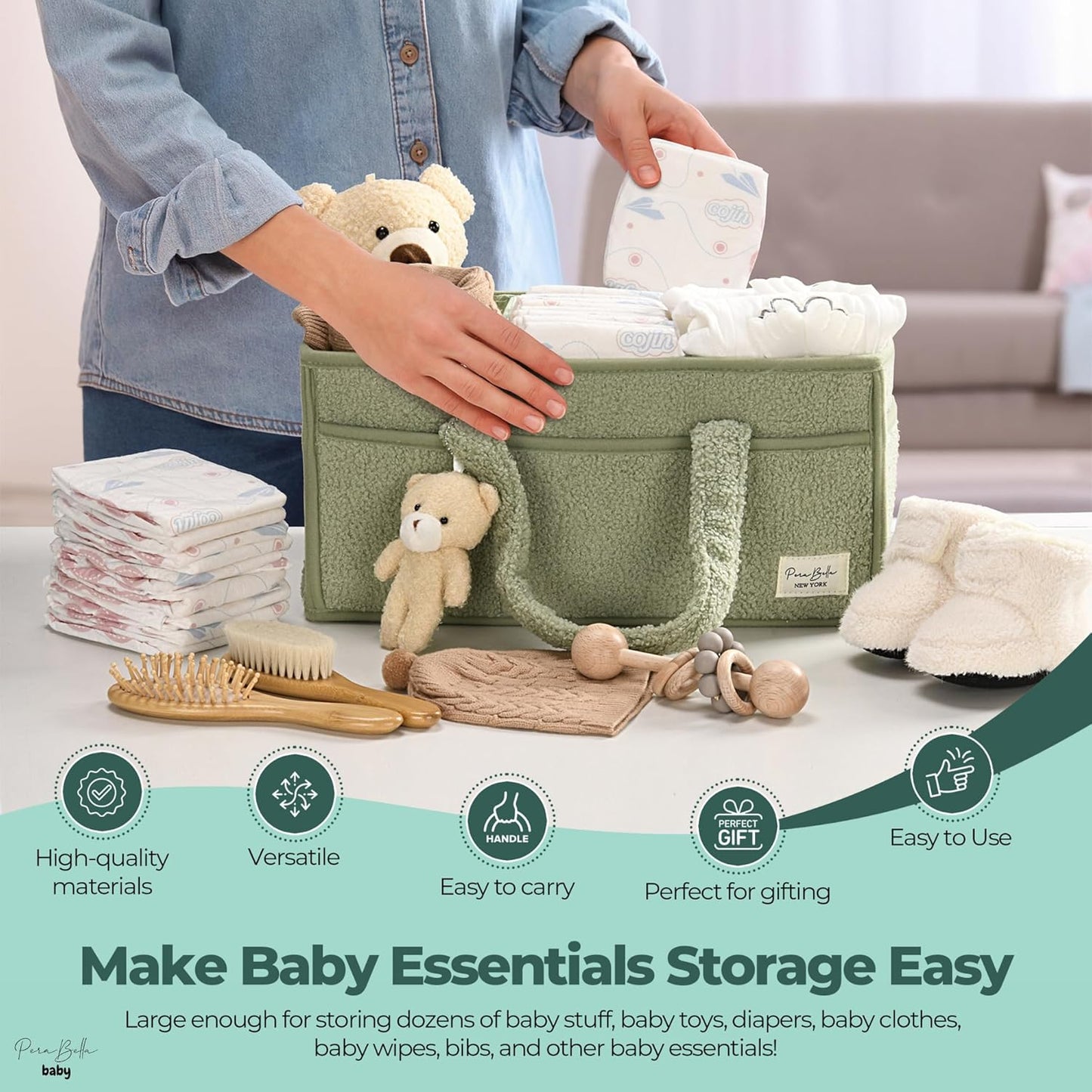 Organisateur de couches pour table à langer – panier de rangement haut de gamme pour les essentiels de bébé