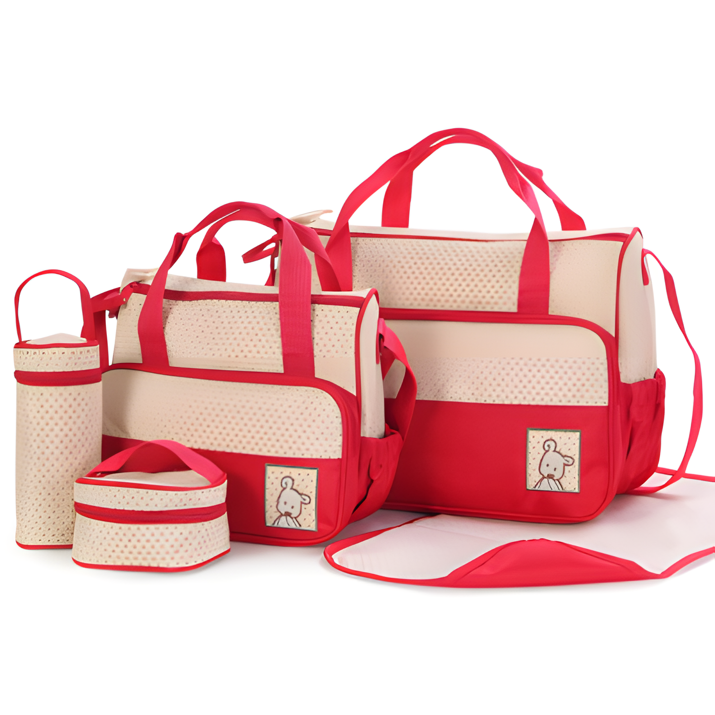 Ensemble de sac à langer 5 pièces : sac à langer, porte-biberon et matelas à langer