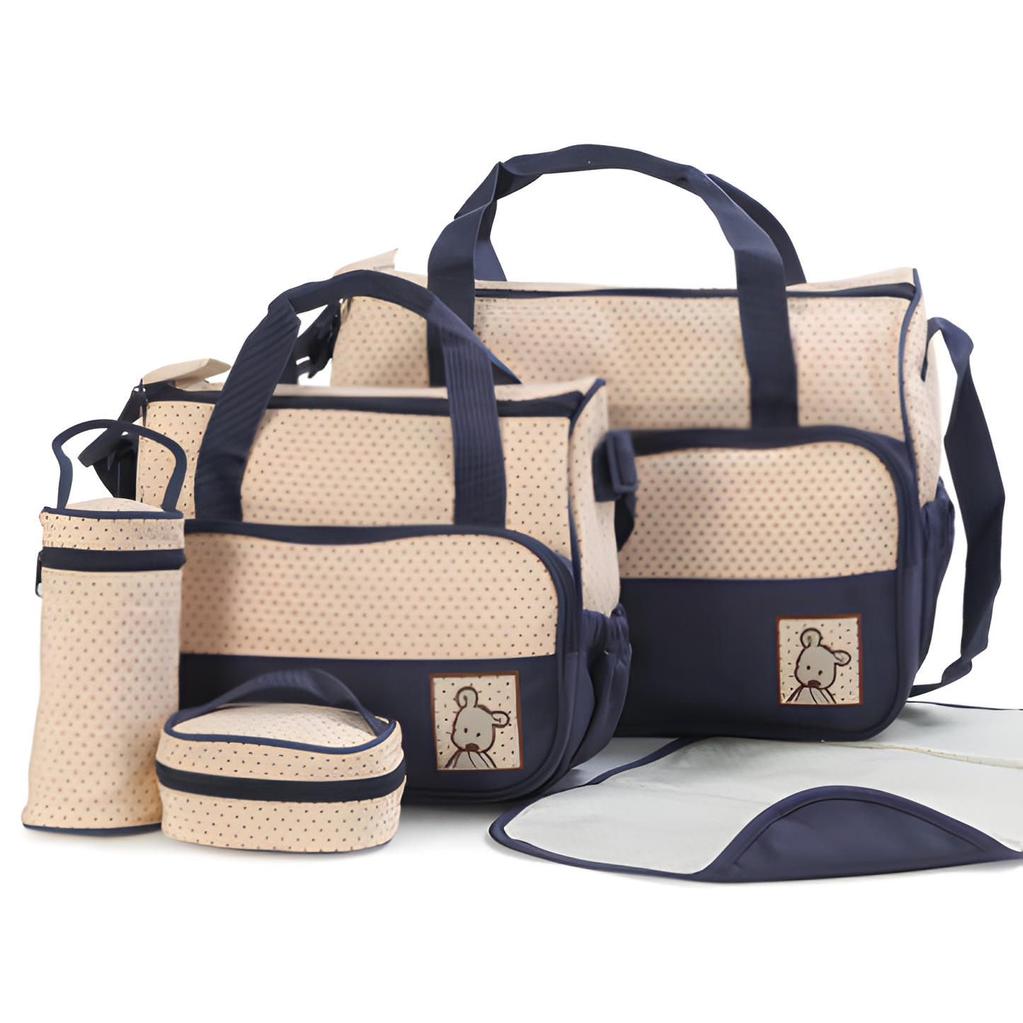 Ensemble de sac à langer 5 pièces : sac à langer, porte-biberon et matelas à langer