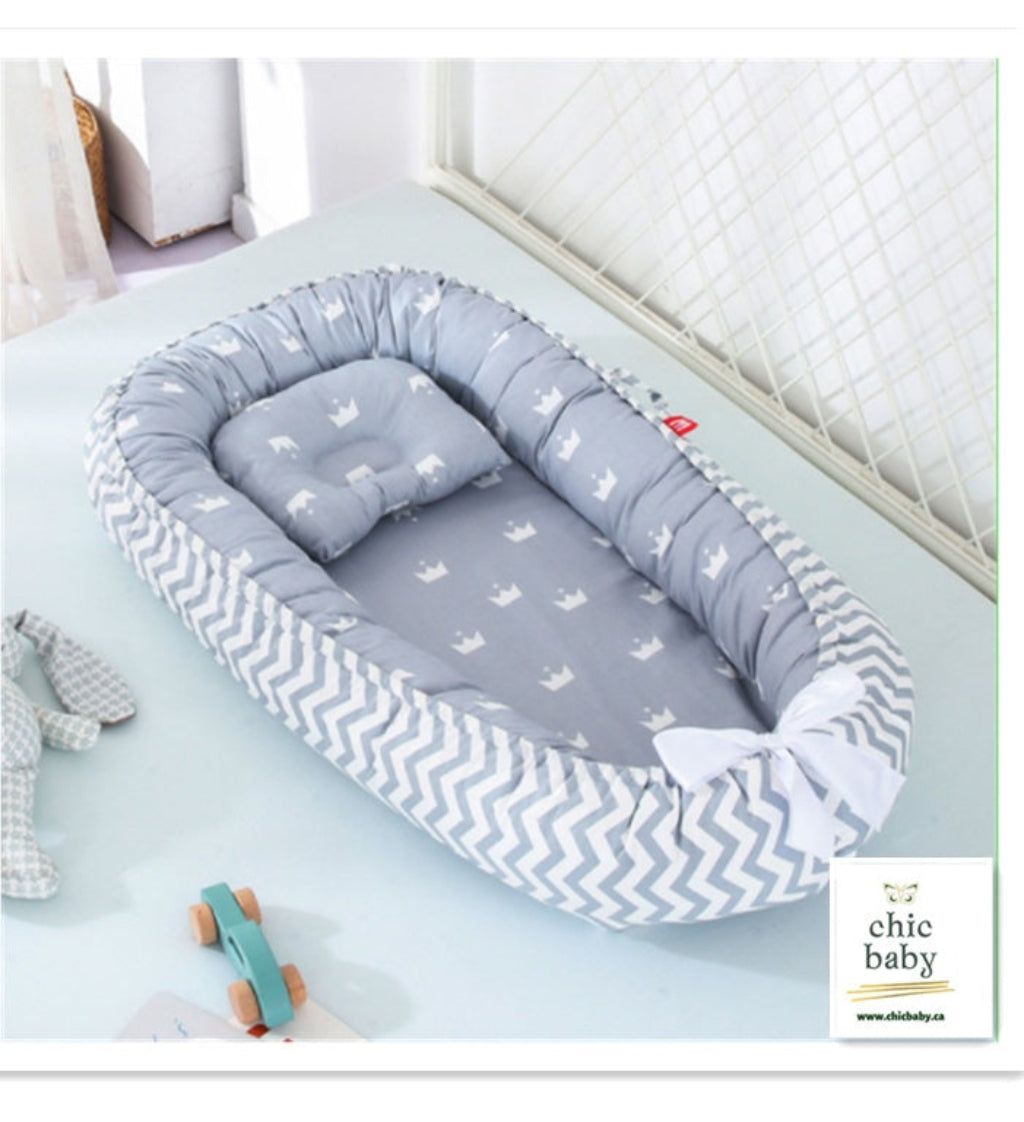 Lit de voyage en coton pour bébé – Portable, lavable et pliable
