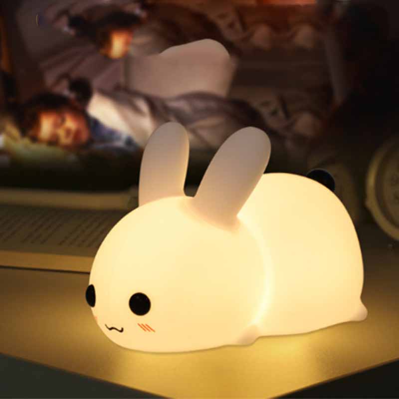 Hase LED Nachtlicht – Dimmbare Silikon-Tierlampe, USB-aufladbar | Kindergeschenk