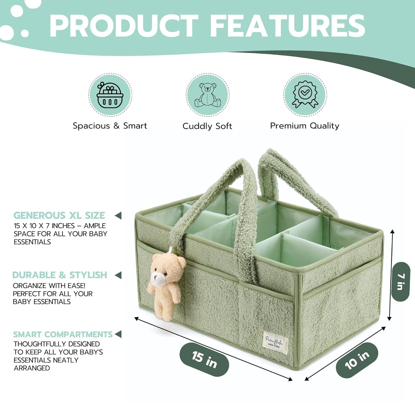 Organisateur de couches pour table à langer – panier de rangement haut de gamme pour les essentiels de bébé