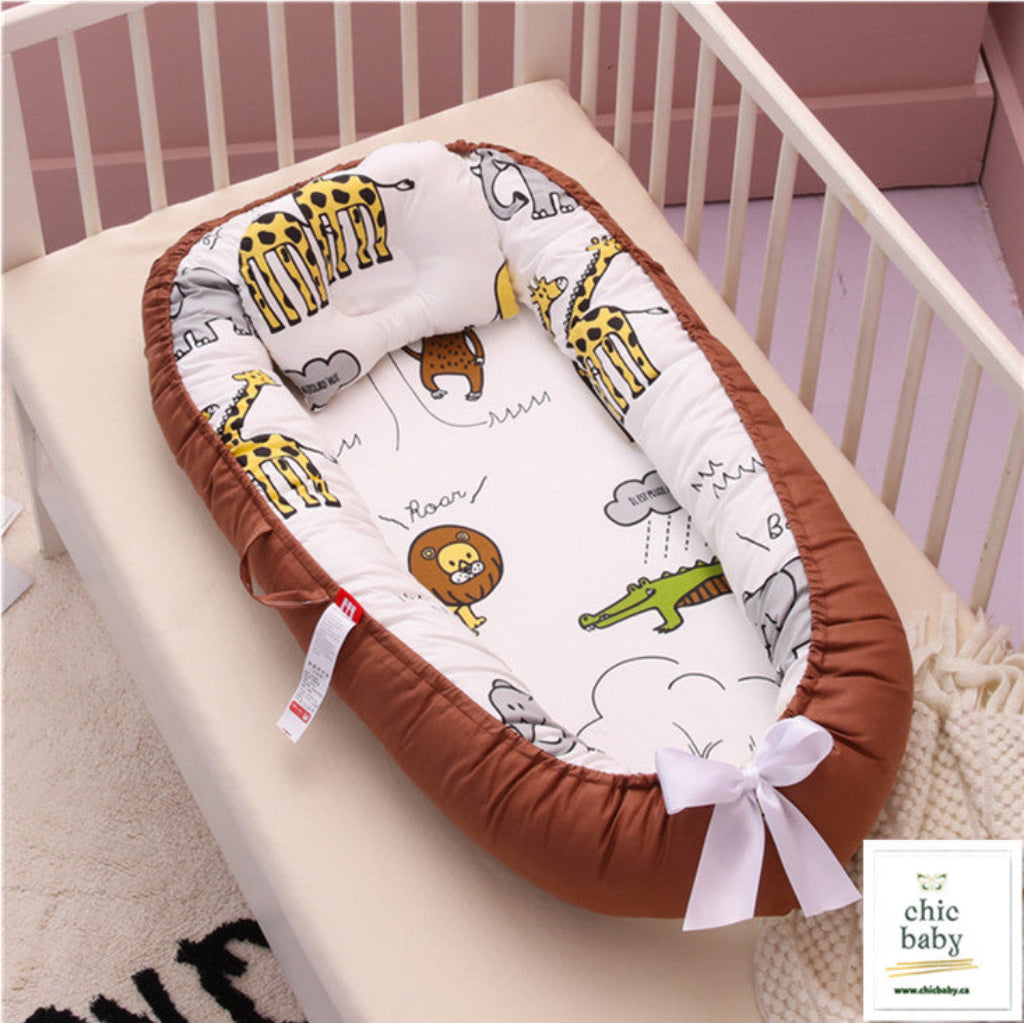 Lit de voyage en coton pour bébé – Portable, lavable et pliable