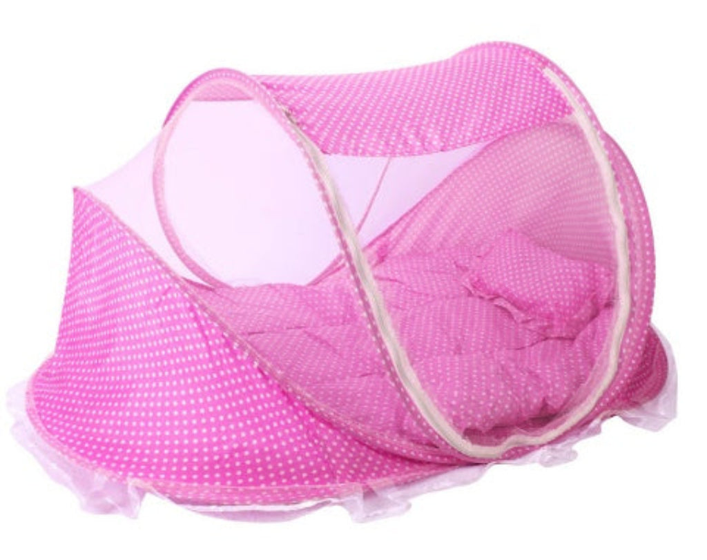 Lit de voyage pliable pour bébé avec moustiquaire et oreiller